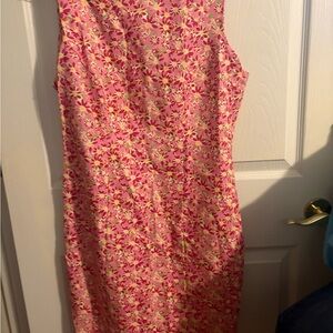 Moda Pink and Yellow Floral Midi Dress